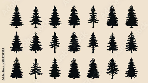 Colorful pixelated tree silhouettes
