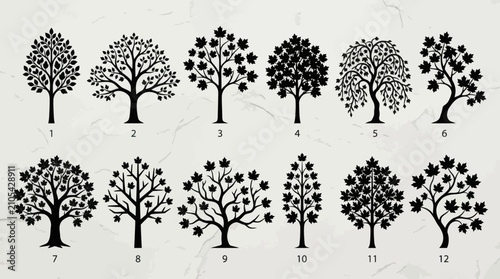 Canvastavla Collection of stylized tree silhouettes