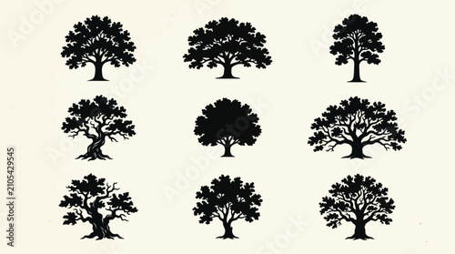 Konstfotografi Collection of stylized tree silhouettes