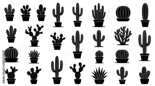 Quadro su tela Colorful patterned cactus collection