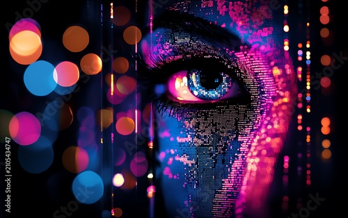 Close-up digital art, vibrant colors