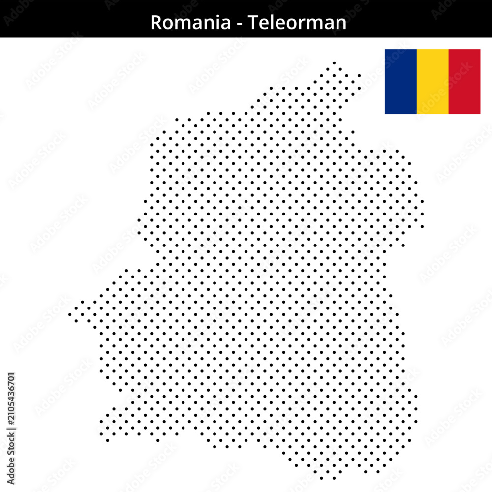Fototapeta premium Map of Romania region Teleorman in small cross shaped dots