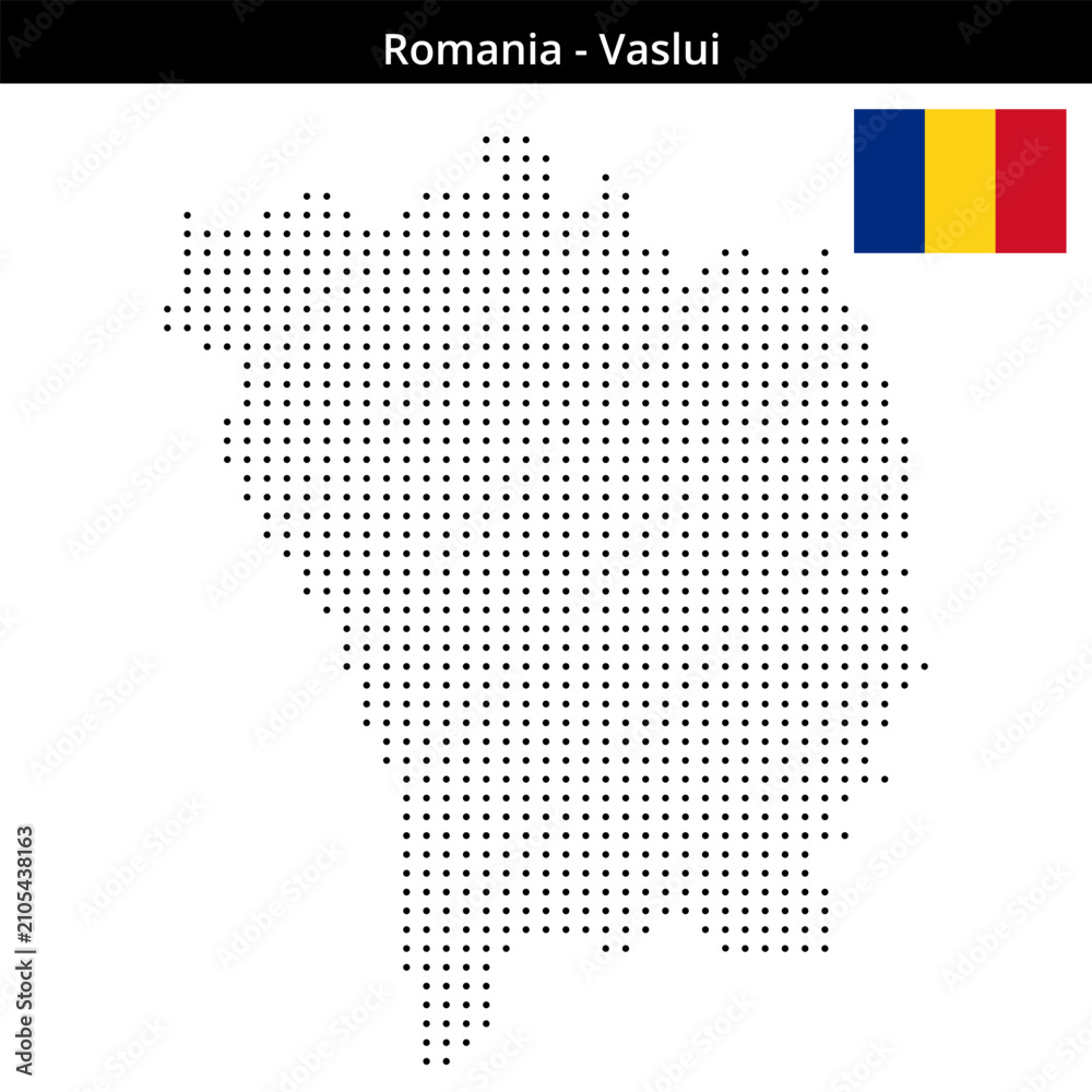 Fototapeta premium Map of Romania region Vaslui in small size dots