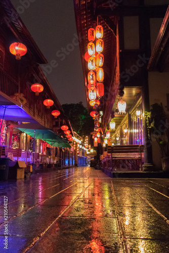 Photography Chengdu Jinli Ancient Street Night Scene with Red Lanterns