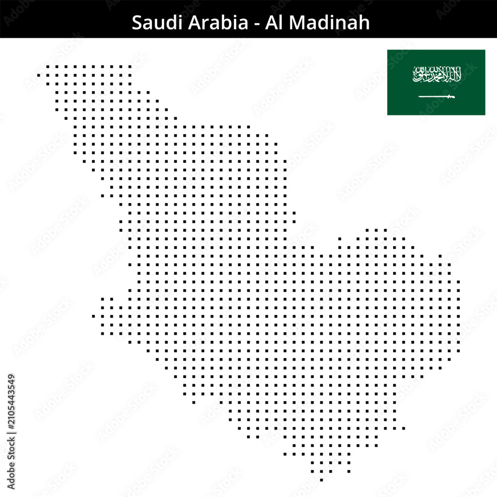 Obraz premium Map of Saudi-Arabia region Al-Madinah in small size square dots