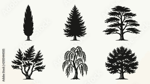 Foto Tree silhouettes in pixelated mosaic design