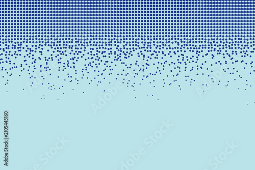 Foto Dark blue halftone dots disintegrating into a light cyan background, gradient pa