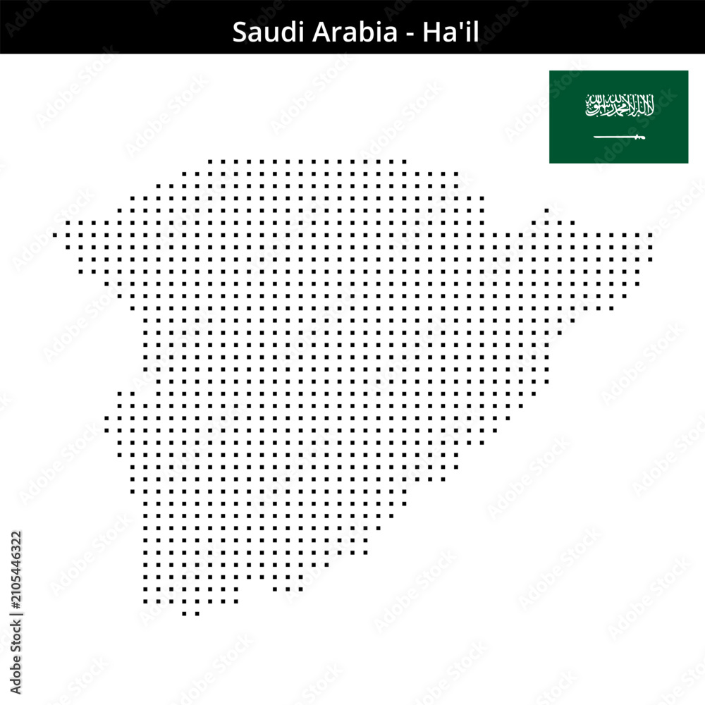 Fototapeta premium Map of Saudi-Arabia region Ha'il in small size square dots