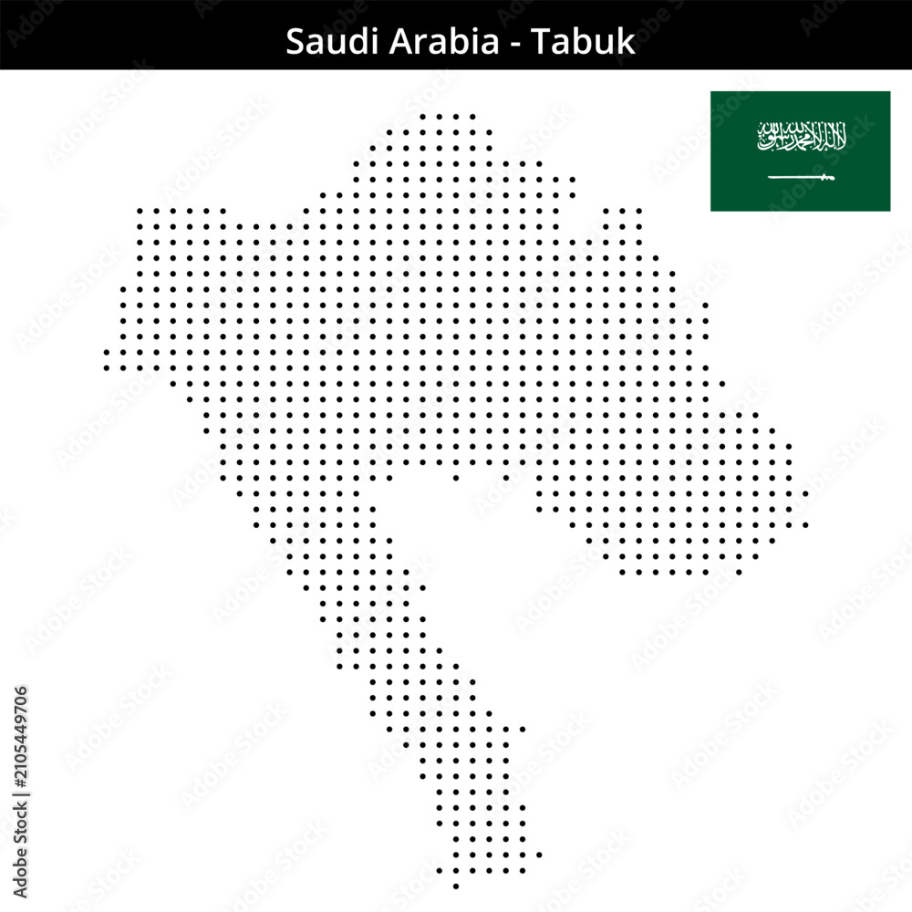 Fototapeta premium Map of Saudi-Arabia region Tabuk in small size dots