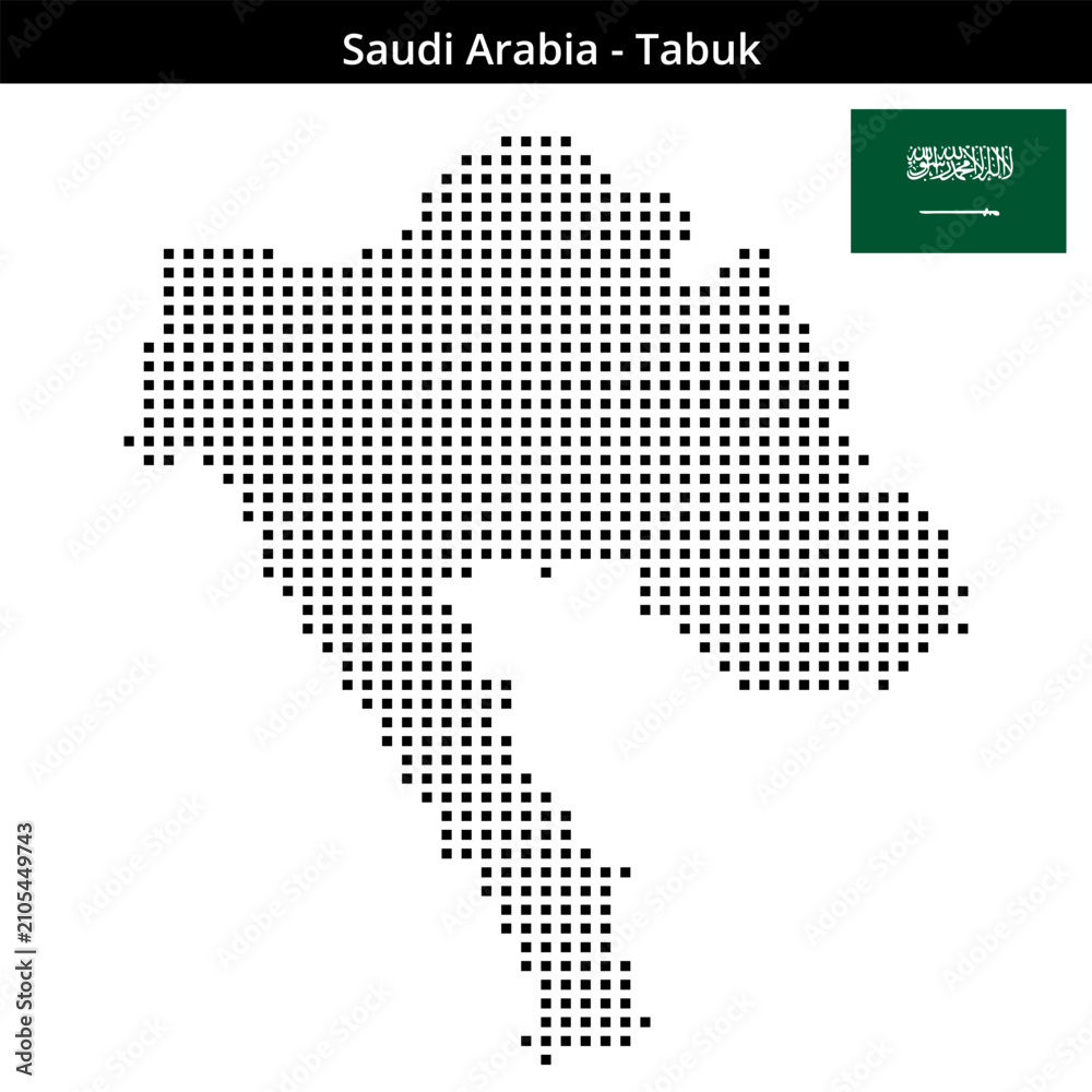 Obraz premium Map of Saudi-Arabia region Tabuk in medium size square dots