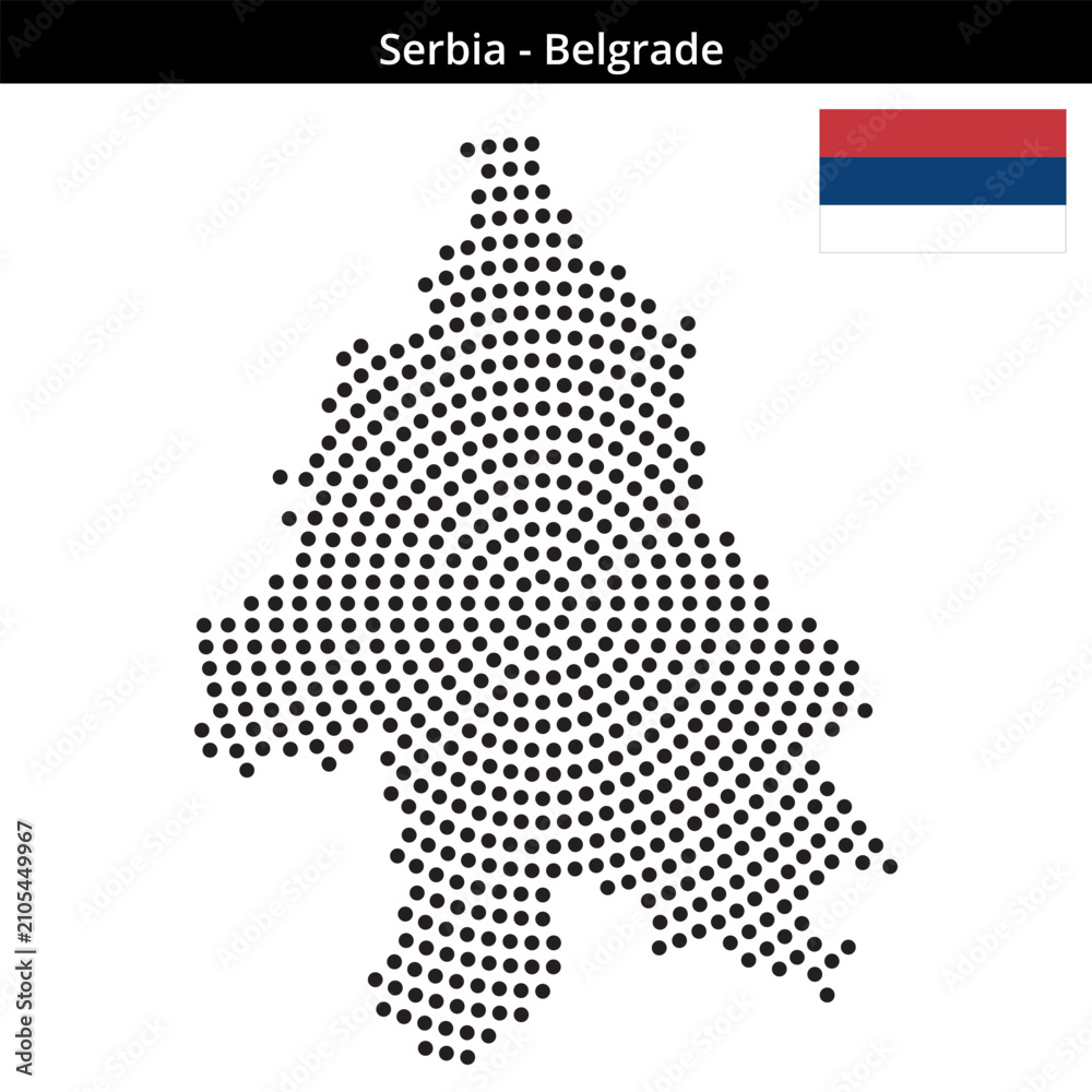 Obraz premium Map of Serbia region Belgrade in concentric medium dots