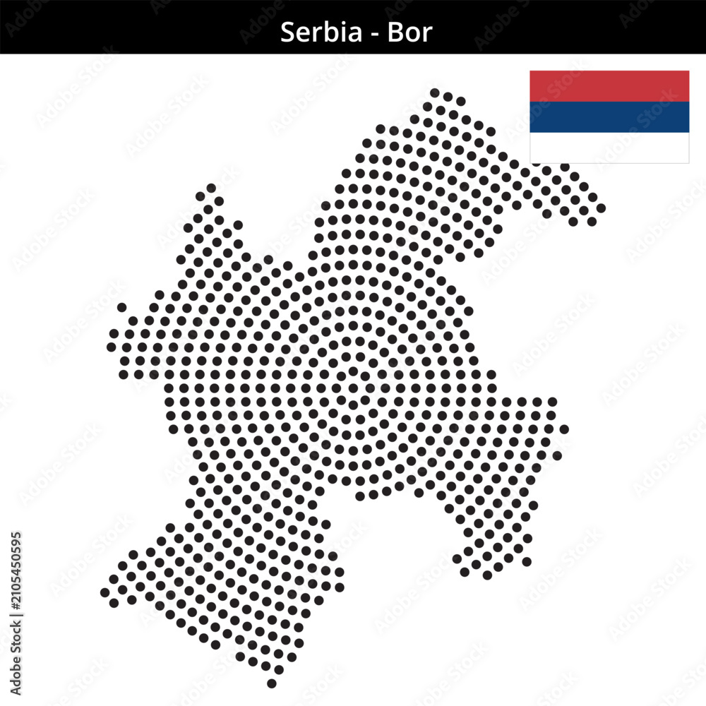 Obraz premium Map of Serbia region Bor in concentric medium dots