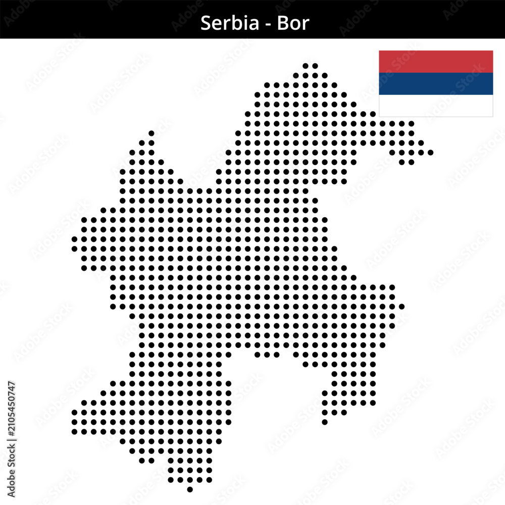 Obraz premium Map of Serbia region Bor in medium size dots