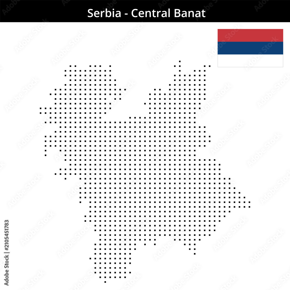 Fototapeta premium Map of Serbia region Central-Banat in small size square dots