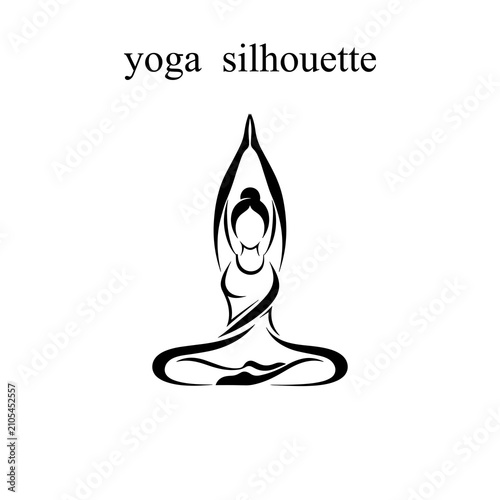 Meditation yoga pose silhouette in lotus position with hands on knees