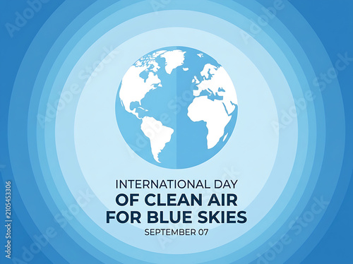 Clean environmental poster template encouraging pure air awareness with a stylized earth vector and modern blue design elements.