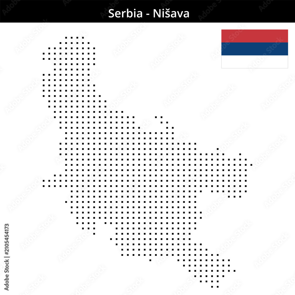 Obraz premium Map of Serbia region Nišava in small size square dots