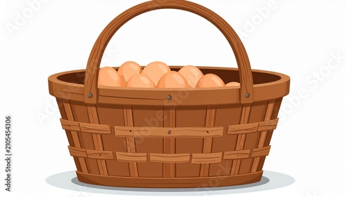 Basket of Eggs - A Rustic and Charming Illustration.
