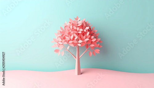 Pastel Dream - A Heart-Leaf Tree in a Serene Setting.