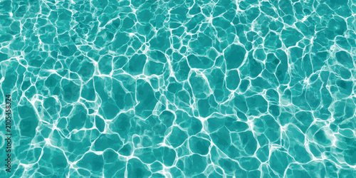 Tableau sur toile Clear turquoise swimming pool water surface texture with swimming turquoise back