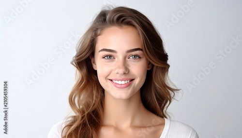 Portrait of a beautiful young woman with a radiant smile.