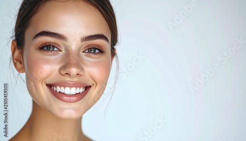 Radiant beauty - A portrait of a smiling woman with flawless skin.