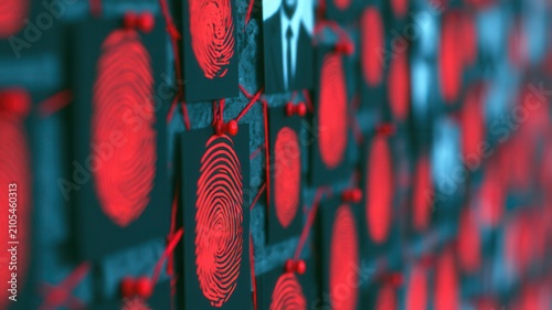 fingerprints and mystery clues, interconnected with strings 