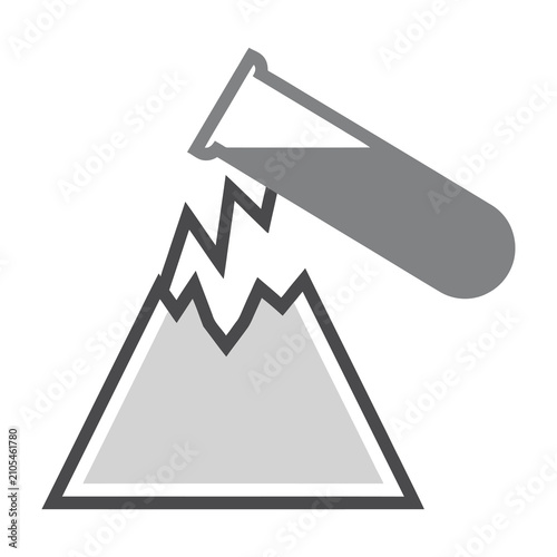 Chemical Reaction Icon Featuring Test Tube Pouring Liquid Into A Mountain Shape