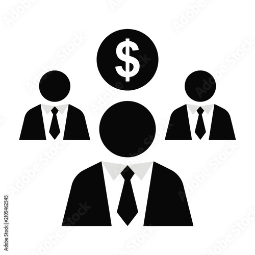 Business Team with Dollar Sign Icon Representing Financial Success and Profit Goal