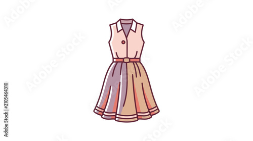 Bild auf Leinwand Colorful sleeveless dress with belt.