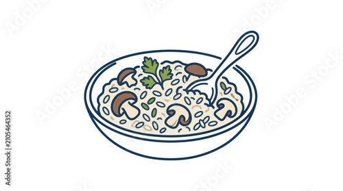Canvastavla Delicious bowl of rice and mushrooms.