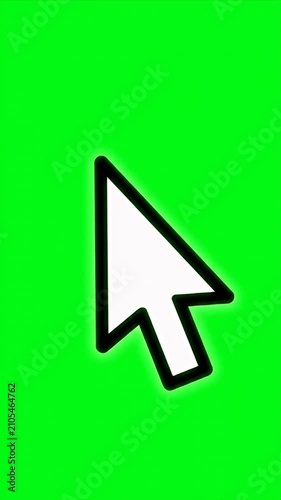 Large white computer mouse cursor on green background.