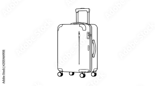 Cuadro en lienzo Modern rolling suitcase with TSA lock and telescopic handle, isolated on white b