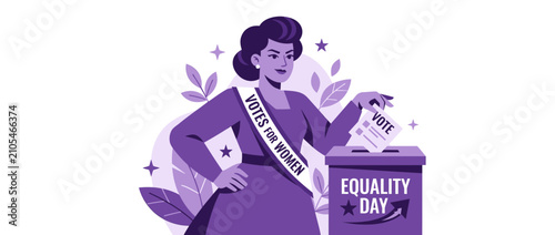 Woman Voting for Equality Day, Suffragette Movement Illustration
