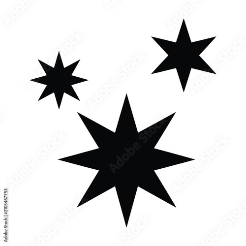 Black Star Icons Set Featuring Multiple Pointed Shapes for Decorative Design Use