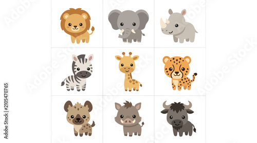 Photography Cute safari animals collection