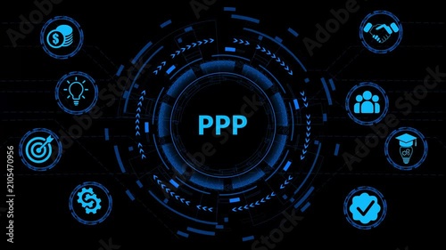 PPP, Public-private partnership. 4K video. on transparent background.