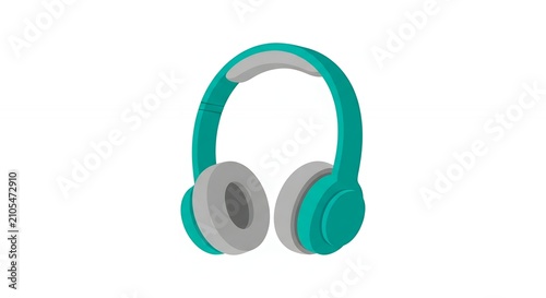 Modern Teal and Grey Bluetooth Headphones 3D Graphic for Music Listening and Studio Use on Plain White Background