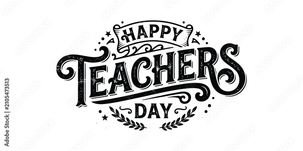 Obraz premium Happy teachers day retro typography design for appreciation gifts