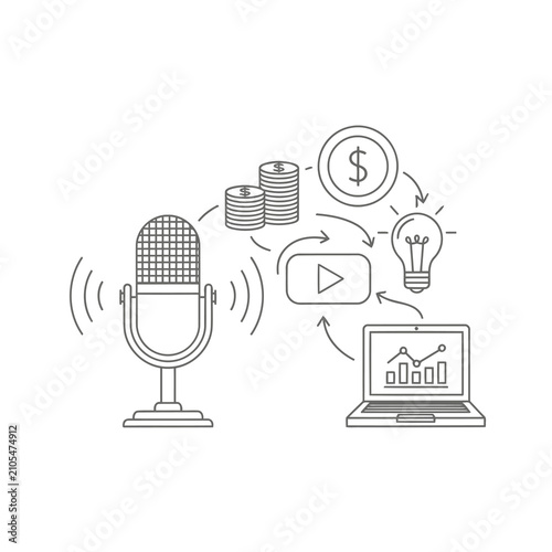 Monetize your podcast with creative ideas, video content, and financial analytics on a laptop