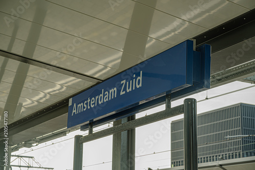 Amsterdam Zuid station platform sign, Netherlands