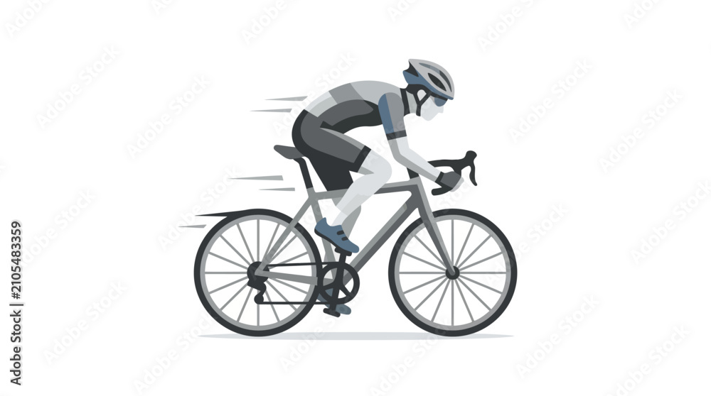 Fototapeta premium Cyclist in motion road bike side view.