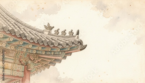Ancient Korean temple roof ornaments