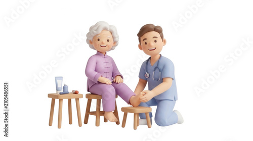 Caring nurse assisting senior woman in a warm and supportive healthcare environment