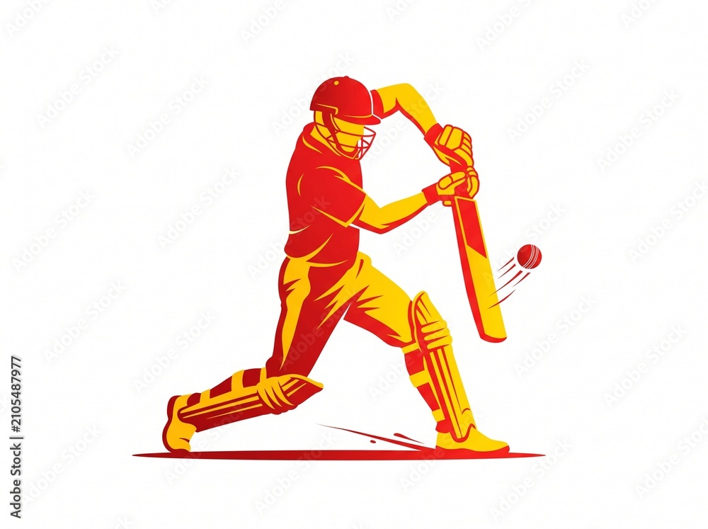 Obraz premium Cricket batsman hitting a ball. Professional player in action during a sports match.