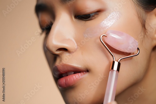 Woman using nose contouring tool