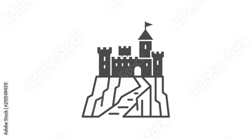 Sandcastle with towers and flag.