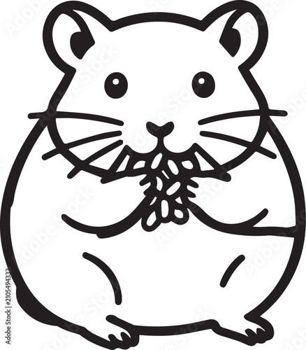 Tableau sur toile A cute hamster illustration is eating a pile of seeds with its front paws