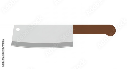 Stainless Steel Meat Cleaver Butcher Knife with Brown Handle for Professional Kitchen and Culinary Graphic Design