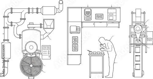 Professional Coffee Roasting and Quality Control Production Facility Featuring Industrial Roaster and Automated Packaging